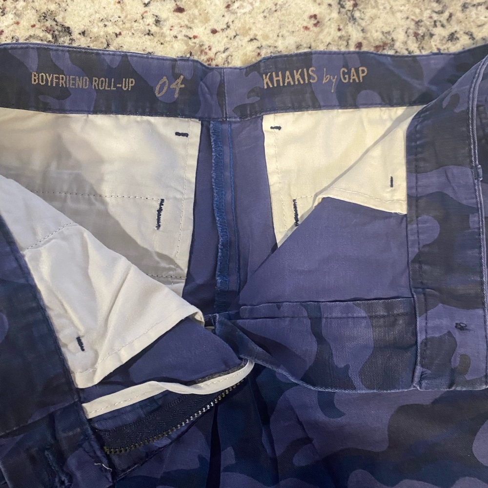 Gap Blue Camouflage Boyfriend Roll-Up Khakis